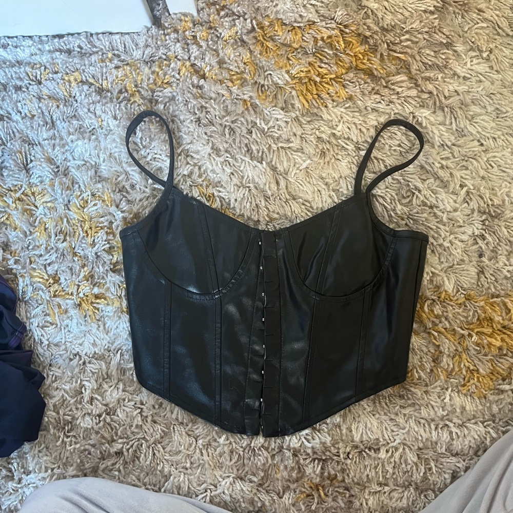 Amazon Black Leather Corset Top
